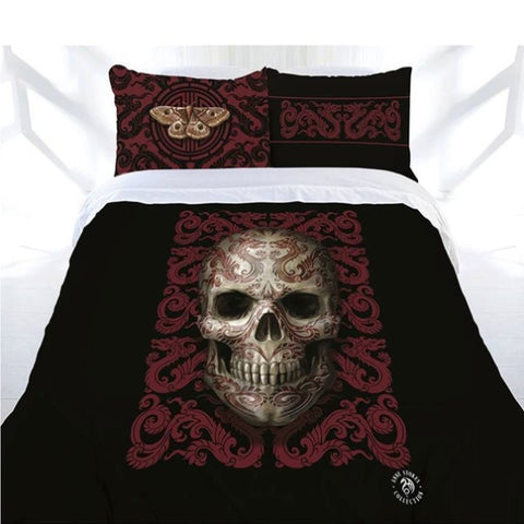 Anne Stokes Oriental Skull Quilt Cover Set Single V442-LDE-QUILTCS-ORIENTALSKULL-BLACK-SB