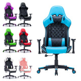 Gaming Chair Ergonomic Racing chair 165&deg; Reclining Gaming Seat 3D Armrest Footrest Black Blue V255-GCHAIR-32-BB