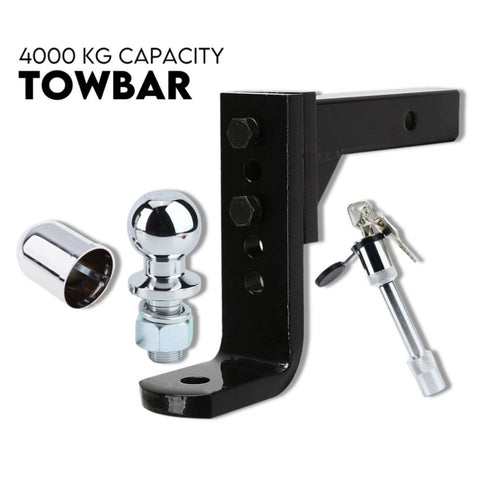 Adjustable Drop Towbar Tow Bar Ball Mount Tongue 2" Hitch Trailer 4000KG V379-TOWBAR5HOL4007