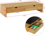 Bamboo Monitor Stand Desk Organizer with 2 Drawers V178-84546