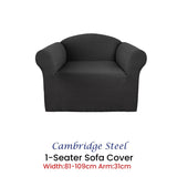 Elan Cambridge Extra-stretch Couch Cover Steel One Seater Steel V442-INT-COUCHC-CAMBRIDGE-STEEL-1S