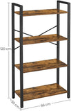 VASAGLE 4-Tier Bookshelf Storage Rack with Steel Frame for Living Room Office Study Hallway V227-9101101042470