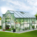 Greenfingers Greenhouse 4.43x2.44x2.15M Aluminium Polycarbonate Green House Garden Shed GH-ALU-443X244-GN-AB