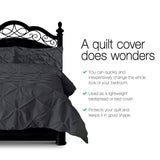 Giselle Bedding Quilt Cover Set Diamond Pinch Black King QCS-DIAM-BK-K