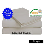 Accessorize 625TC Cotton Rich Sheet Set Taupe Queen V442-ABR-SHEETS-625TCCOTTONRICH-TAUPE-QS