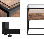 VASAGLE Side Table Tempered Glass End Table with Drawer and Shelf Rustic Brown and Black LET04BX V227-9101101018140