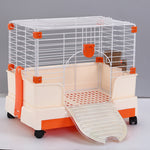 YES4PETS Small Orange Pet Rabbit Cage Guinea Pig Crate Kennel With Potty Tray And Wheel V278-BP205-ORANGE