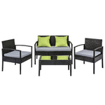 Gardeon Outdoor Sofa Set Wicker Lounge Setting Table and Chairs Patio Furniture FF-SAIPAN-BK