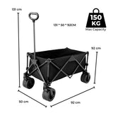 KILIROO Folding Wagon Trolley Cart with Wide Wheels and Rear Tail Gate KR-CPC-101-RJ V227-5227715019991