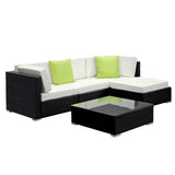 Gardeon 5-Piece Outdoor Sofa Set Wicker Couch Lounge Setting Cover FF-SOFA-BK-5PC-AB