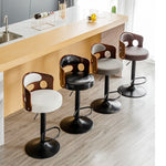 BS5105-BLACKBar Stools Kitchen Bar Stool Leather Barstools Swivel Gas Lift Counter Chairs- White V255-BS5105-WHITE