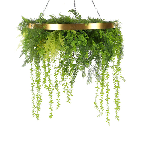 Imitation Gold Artificial Hanging Green Wall Disc 80cm UV Resistant Foliage V77-1219751