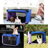 Portable Dog Crate Collapsible, Blue Purple V178-26131