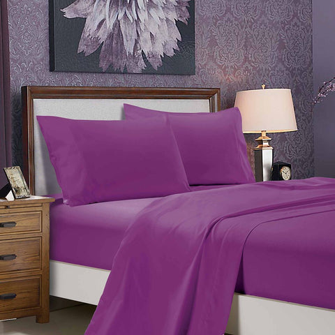 1000TC Ultra Soft Super King Size Bed Purple Flat & Fitted Sheet Set V493-ASKS-02