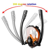 Snorkel Mask Full Face Diving Mask Snorkel Swim Goggles 180&deg; View Anti Fog Small V255-YX-001-BLACK-SM