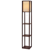 Artiss Floor Lamp 3 Tier Shelf Storage LED Light Stand Home Room Vintage Brown LAMP-FLOOR-SF-3017-A-BR