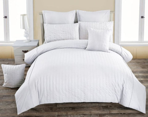 Seersucker King Size White Duvet Quilt Cover Set V493-PAK-01