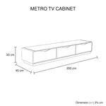 TV Cabinet with 3 Storage Drawers With High Glossy Assembled Entertainment Unit in Black & White V43-TVC-MET-B&W