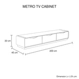 TV Cabinet with 3 Storage Drawers With High Glossy Assembled Entertainment Unit in Black & White V43-TVC-MET-B&W