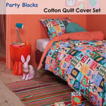 Oilily Party Blocks Cotton Quilt Cover Set Single V442-HIN-QUILTCS-PARTYBLOCKS-MULTI-SB