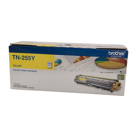 Brother TN-255Y Colour Laser Toner - Yellow High Yield Cartridge V177-D-BN255Y