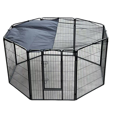 YES4PETS 100 cm Heavy Duty Pet Dog Cat Puppy Rabbit Exercise Playpen Fence With Cover V278-HPL100-8-BK-COVER