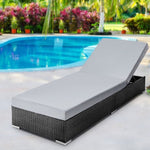 Gardeon Sun Lounge Wicker Lounger Outdoor Furniture Day Bed Adjustable Rattan Garden Cover FF-LOUNGE-BK-1PC