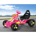 Rigo Kids Pedal Go Kart Ride On Toys Racing Car Plastic Tyre Pink GKRT-F1D-PK