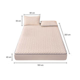 SOGA Beige 183cm Wide Mattress Cover Thick Quilted Fleece Stretchable Clover Design Bed Spread Sheet BCOVER7006