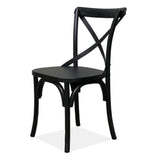 Rustica 2pc Set Dining Chair X-Back Solid Timber Wood Seat Black V315-VHND-STRA-01-2PC-KIT