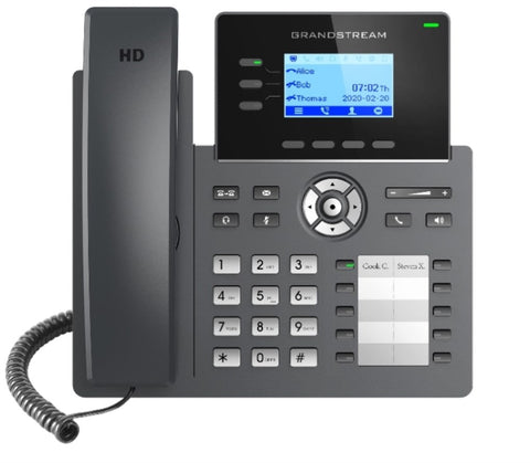 GRANDSTREAM GRP2604P 3 Line IP Phone, 6 SIP Accounts, 132x48 Backlit Screen, HD Audio, Powerable Via V177-L-IPG-GRP2604P