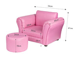 Kids Pink Couch Sofa Chair w/ Footstool in PU Leather V196-KS541P