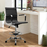 Artiss Office Chair Drafting Stool Leather Chairs Black OCHAIR-H-RING-8147-BK