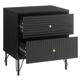 Sarantino Diego Bedside Table Night Stand with 2 Drawers - Black TBL-075-05-BK