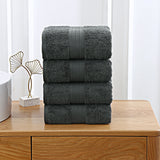 Linenland 4 Piece Cotton Bath Towels Set - Charcoal V406-TOWPAK01CH