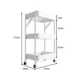 SOGA 2X 3 Tier Steel White Foldable Kitchen Cart Multi-Functional Shelves Portable Storage Organizer KITCHENXY012X2