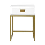 Sarantino Emilia Bedside Table Night Stand - White/Gold TBL-172-07-WHGD