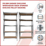 2 x 1.8M Garage Shelving Warehouse Rack Storage Shelves Pallet Racking V63-842041