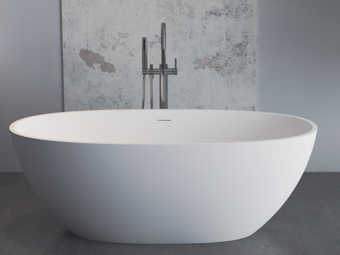 Medium Size Oval Shaped Cast stone - Solid Surface Bath 1600mm Length V567-PS-8801-1600