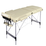 YES4HOMES 3 Fold Portable Aluminium Massage Table Massage Bed Beauty Therapy Beige V278-3FOLD-ALUM-MTA03-BE