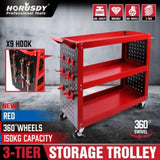 Red 3-Tier Tool Cart Storage Trolley Toolbox Workshop Garage Organiser 150kg Red V465-95240