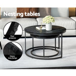 Artiss Nesting Coffee Table Set of 2 Marble Effect Tika FUR-T-COF-MB-BK-AB