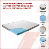 Palermo King Memory Foam Mattress Topper Cooling Gel Infused CertiPUR Approved V63-835391