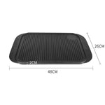 SOGA 47cm Cast Iron Ridged Griddle Hot Plate Grill Pan BBQ Stovetop ZPAIA7