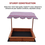 Kids Wooden Toy Sandpit with Adjustable Canopy V63-817133