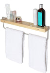 Wall Mount Solid Wood Shelf with Towel Rack Bar Holder Bathroom Organizer Hanger V178-29397