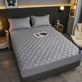 SOGA Grey 138cm Wide Cross-Hatch Mattress Cover Thick Quilted Stretchable Bed Spread Sheet Protector BCOVER4005