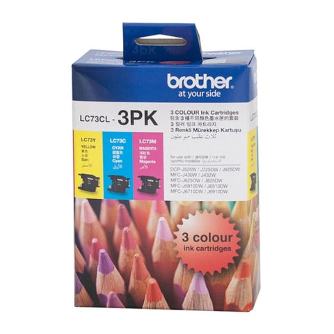 Brother LC-73 Colour Value Pack 1X Cyan 1X Magenta 1X Yellow V177-D-B73CMY