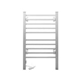 Devanti Electric Heated Towel Rail Rack 10 Bars Freestanding Clothes Dry Warmer TW-C-FW-10-ALUM