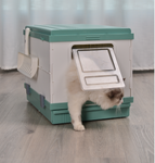 YES4PETS XL Portable Cat Toilet Litter Box Tray Foldable House with Handle and Scoop Green V278-AT1001-LITTER-TRAY-GREEN